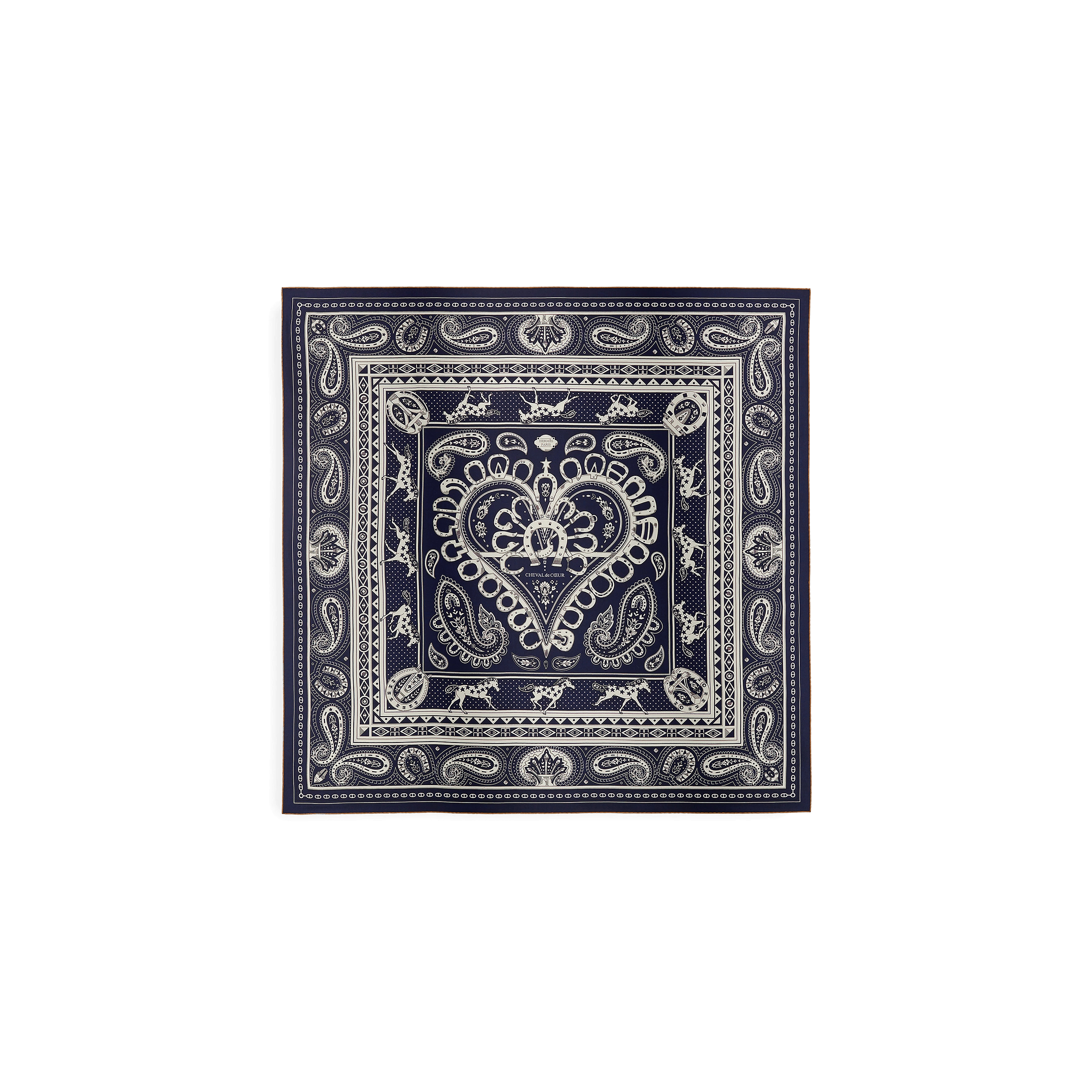 HERMES CHEVAL DE COEUR BANDANA SHAWL 140 H244259S 04 HERMES CHEVAL DE COEUR BANDANA SHAWL 140 H244259S 04